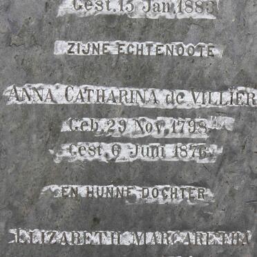 HORAK Anna Catharina nee DE VILLIERS 1798-1876