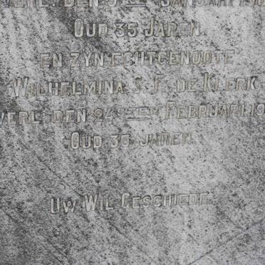 HOOGENDOORN Willem J.J. -1909 &amp; Wilhemina S.J. DE KLERK 