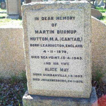 HUTTON Martin Burnup 1878-1945 &amp; Alice May 1883-1976