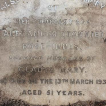 INNES Alexander, ROSE -1938