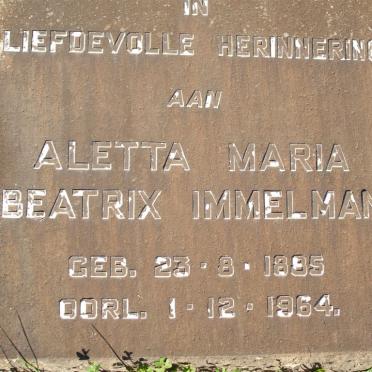 IMMELMAN Aletta Maria Beatrix 1885-1964