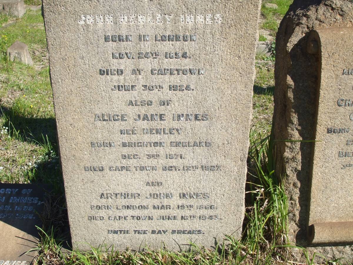 INNES Arthur John 1866-1943 &amp; Alice Jane HENLEY 1871-1927 :: INNES John Henley 1894-1924