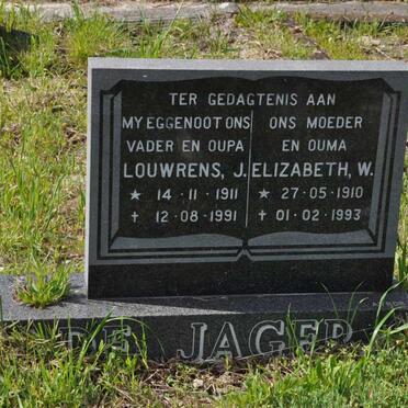 JAGER Louwrens J., de 1911-1991 &amp; Elizabeth W. 1910-1993