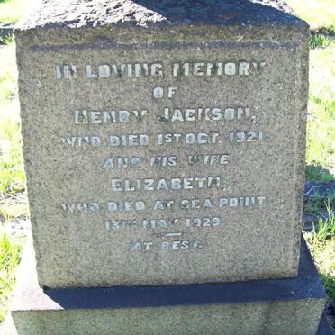 JACKSON Henry -1921 &amp; Elizabeth -1929