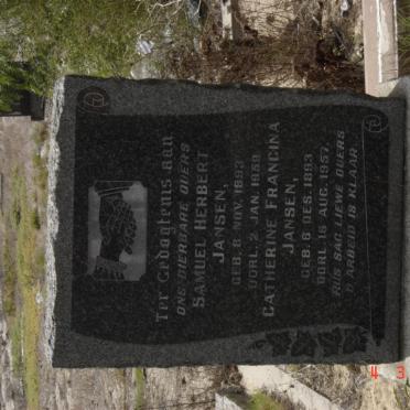 JANSEN Samuel Herbert 1893-1959 &amp; Catherine Francina 1893-1957