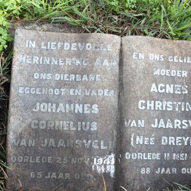 JAARSVELD Johannes Cornelius, van -1945 &amp; Agnes Christina DREYER -1974