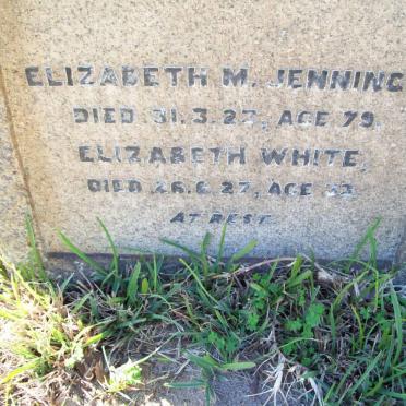 JENNINGS Elizabeth M. -1923 :: WHITE Elizabeth -1927