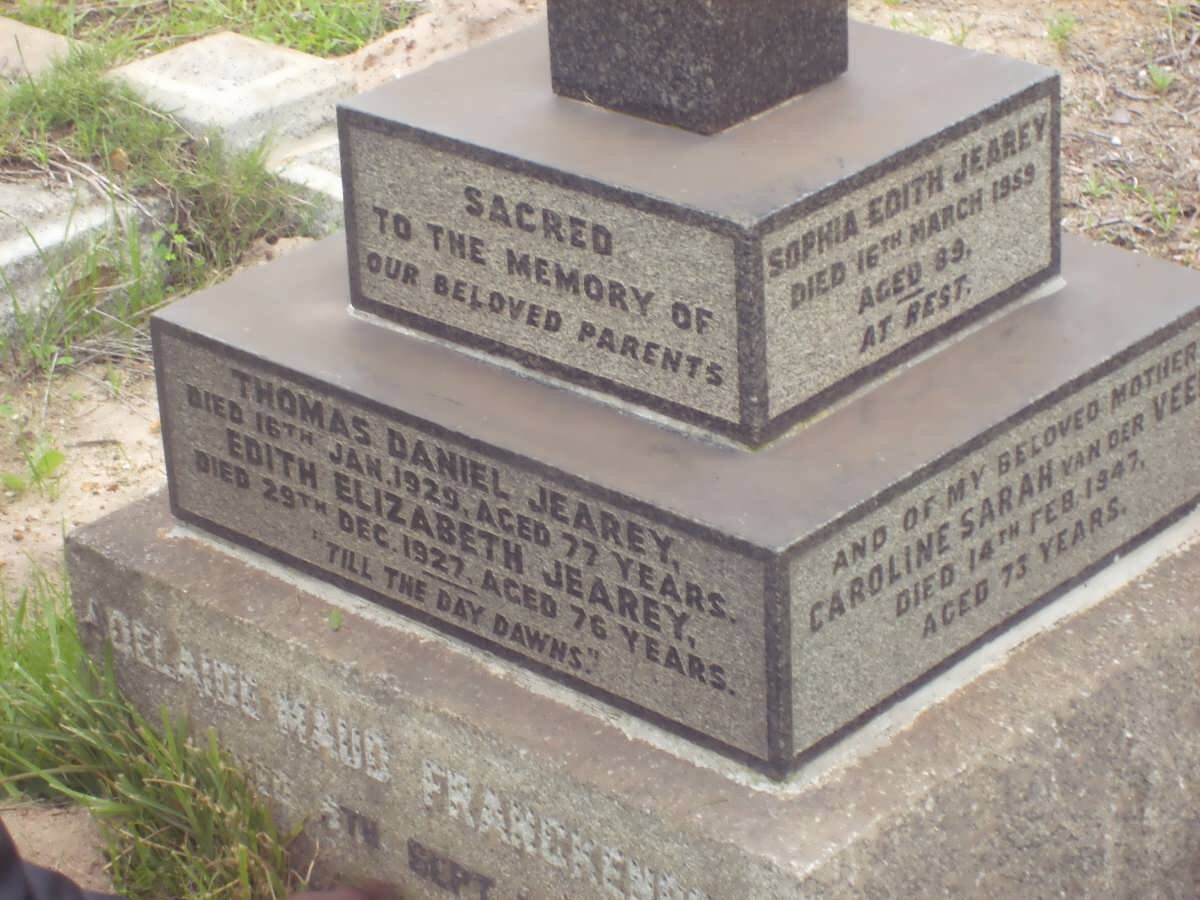 JEAREY Thomas Daniel -1929 &amp; Edith Elizabeth -1927 :: JEAREY Sophia Edith  -1959