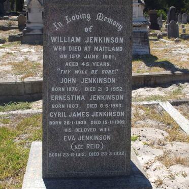 JENKINSON William -1901 :: JENKINSON John 1876-1952 :: JENKINSON Ernestina 1883-1953