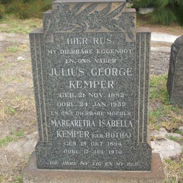 KEMPER Julius George 1882-1959 &amp; Margaretha Isabella BOTHA 1894-1970