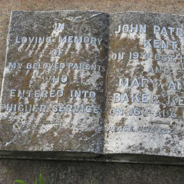 KENT John Patrick -1940 &amp; Mary Ann Baker -1942