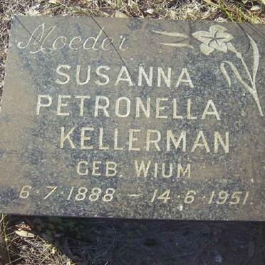 KELLERMAN Susanna Petronella nee WIUM 1888-1951