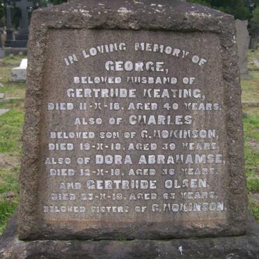 KEATING George -1918 :: HOKINSON Charles -1918 :: ABRAHAMSE Dora -1918 :: OLSEN Gertrude -1918