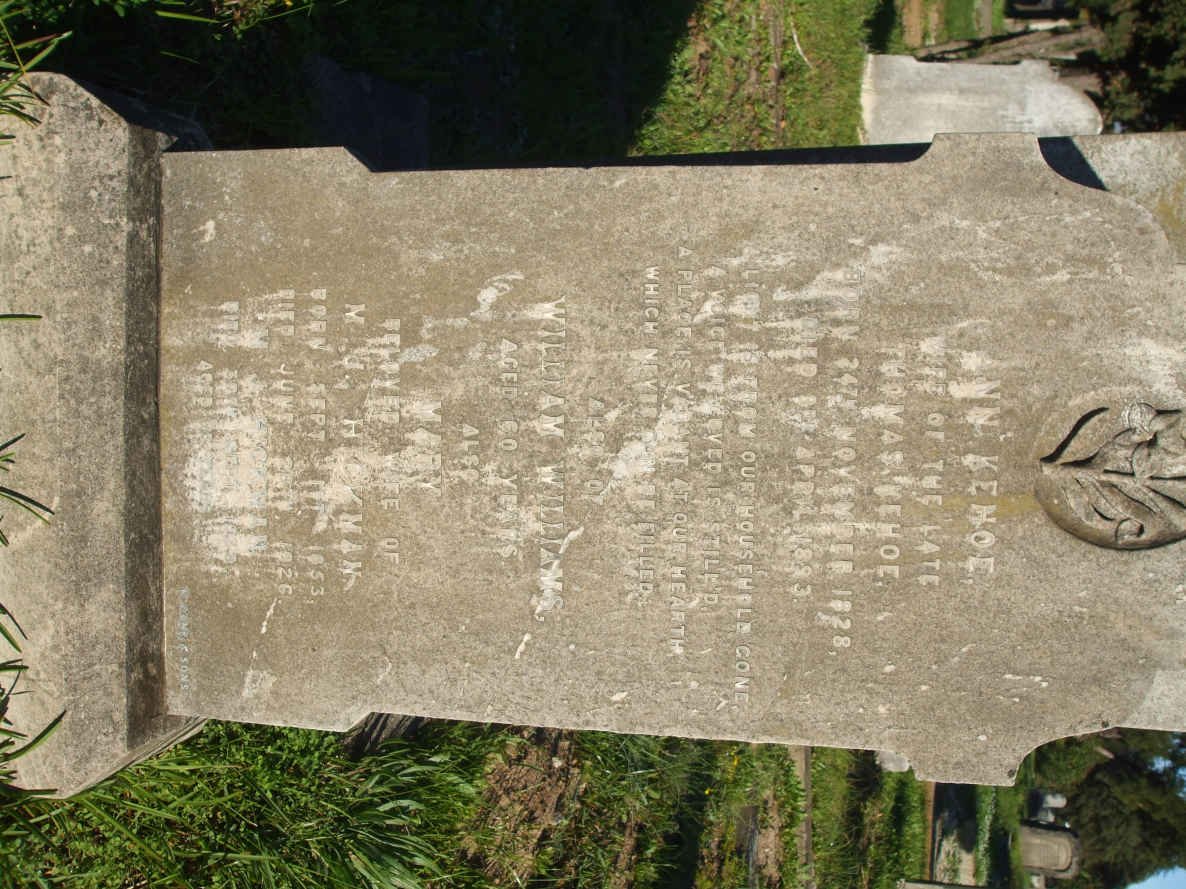 KEHOE Ann 1828-1893 :: WILLIAMS William :: HICKMAN M.J. -1938 &amp; Mary 1853-1926