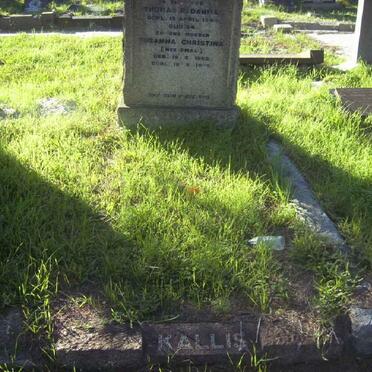 KALLIS Thomas R. Daniel -1943 &amp; Susanna Christina SMAL 1885-1955 