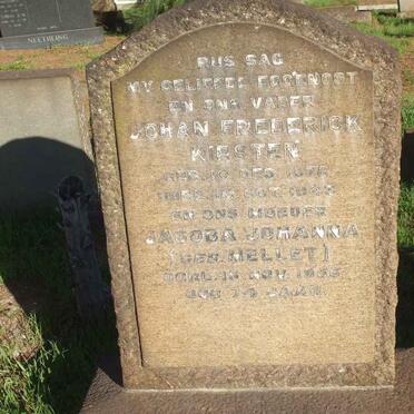 KIRSTEN Johan Frederick 1875-1943 &amp; Jacoba Johanna MELLET -1956