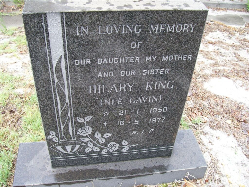 KING Hilary nee GAVIN 1950-1977