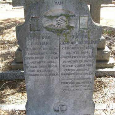 KILIAN Gerhardus F.C. 1826-1890 :: KILLIAN Pieter Gerhardus 1854-1909 :: VISSER Chrissie 1836-1925