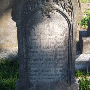 KING John William 1861-1895 :: KING Walter G. 1892-1903 :: KING Johanna A. 1842-1908 :: KING John W. 1888-1914 