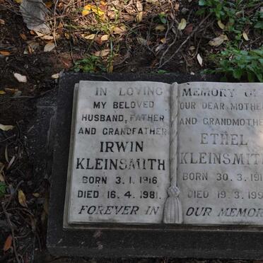 KLEINSMITH Irwin 1916-1981 &amp; Ethel 1916-1992