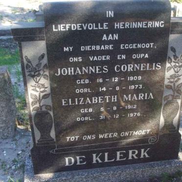 KLERK Johannes Cornelis, de 1909-1973 &amp; Elizabeth Maria 1912-1976