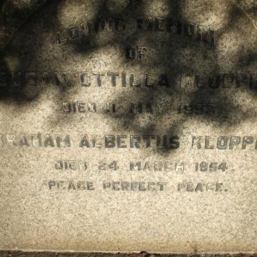 KLOPPERS Abraham Albertus -1954 &amp; Susan Ottilla -1953