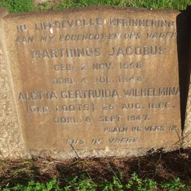 KLERK Marthinus Jacobus, de 1858-1944 &amp; Aletta Gertruida Wilhelmina LOOTS 1866-1947 