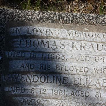 KRAUSE Thomas -1965 &amp; Gwendoline Elizabeth -1981