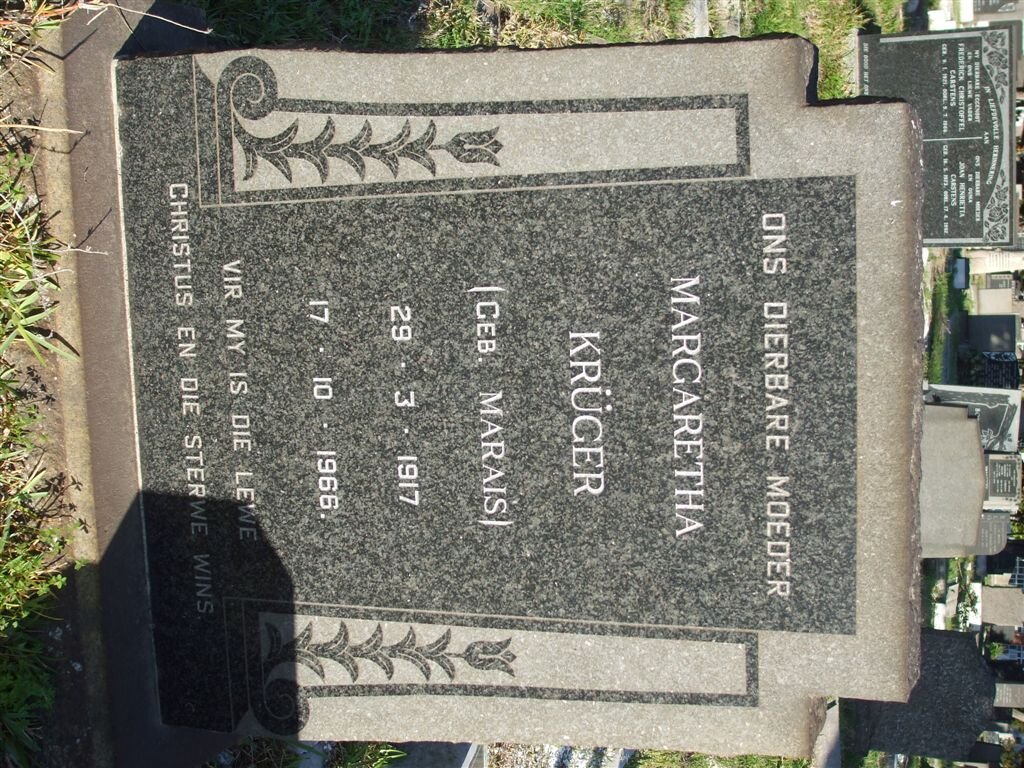 KRUGER Margaretha nee MARAIS 1917-1966