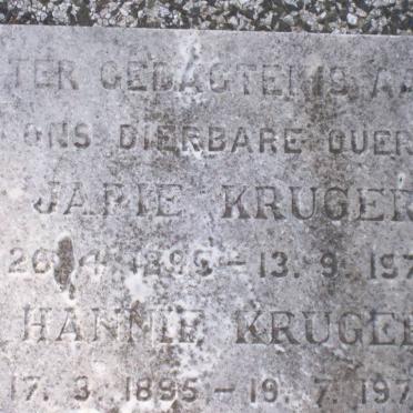 KRUGER Japie 1895-1970 &amp; Hannie 1895-1973