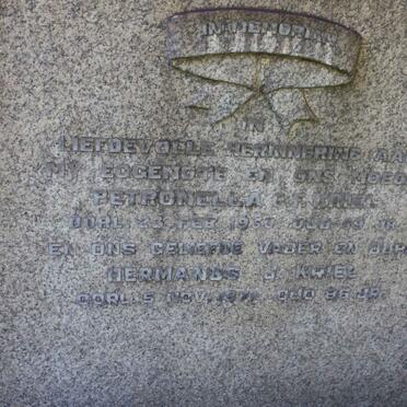 KRIEL Hermanus J. -1973 &amp; Petronella C.F. -1950