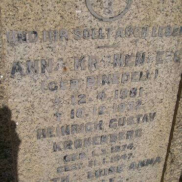 KRONENBERG Heinrich Gustav 1874-1947 &amp; Anna BINEDELL 1881-1932