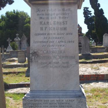 KRUMM Karl Ernst H.F. 1846-1906 &amp; Carolina Ernestina W. 1848-1924