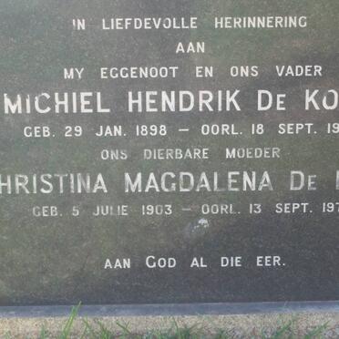 KOCK Michiel Hendrik, de 1898-1976 &amp; Christina Magdalena 1903-1978