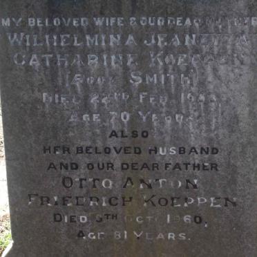 KOEPPEN Otto Anton Friederich -1960 &amp; Wilhelmina Jeanetta Catharine SMITH -1953