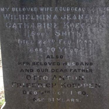 KOEPPEN Otto Anton Friederich -1960 &amp; Wilhelmina Jeanetta Catharine SMITH -1953