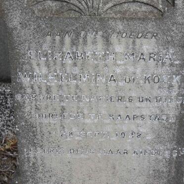 KOCK Elizabeth Maria Wilhelmina, de 1851-1938