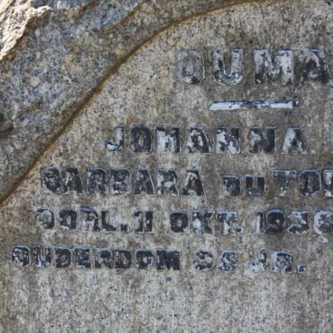 TOIT Johanna Barbara, du -1956