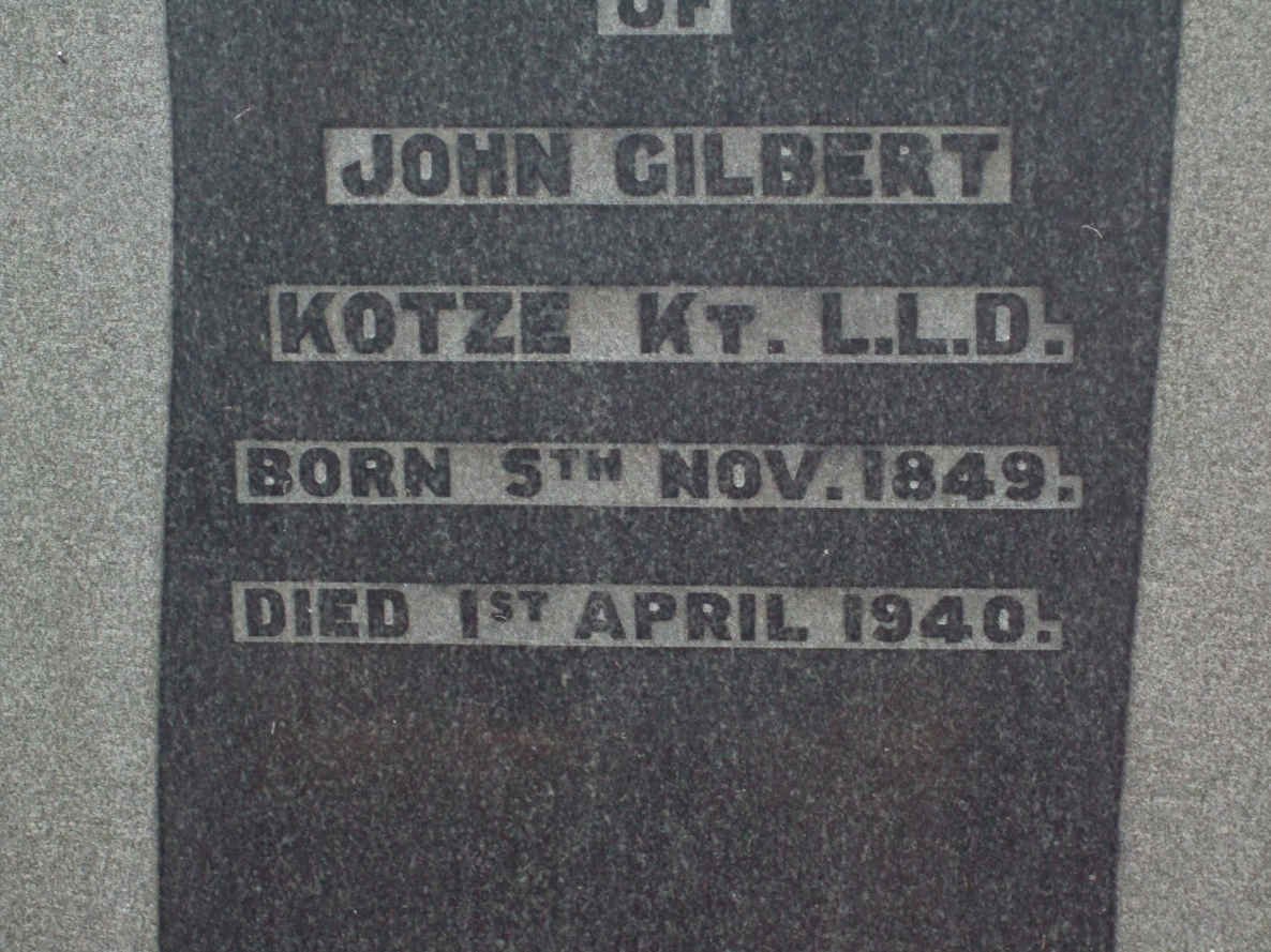 KOTZE John Gilbert 1849-1940