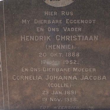 KOCK Hendrik Christiaan, de 1888-1952 &amp; Cornelia Johanna Jacoba 1891-1958