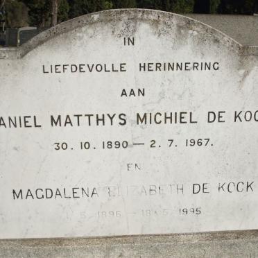 KOCK Daniel Matthys Michiel, de 1890-1967 &amp; Magdalena Elizabeth 1896-1995
