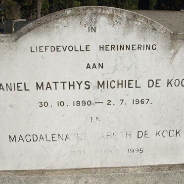 KOCK Daniel Matthys Michiel, de 1890-1967 &amp; Magdalena Elizabeth 1896-1995