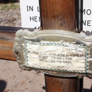 KOOPMAN John Frank 1920-1977 &amp; Henrietta Jeneatha ARENDSE 1926-2008 