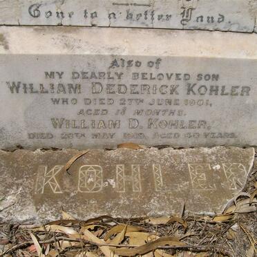 KOHLER William D. -1919 &amp; Sophia Augusta RIP -1901 :: KOHLER William Dederick -1901