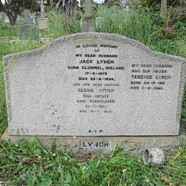 LYNCH Jack 1875-1956 &amp; Jessie GREEF 1893-1979 :: LYNCH Terence 1921-1982