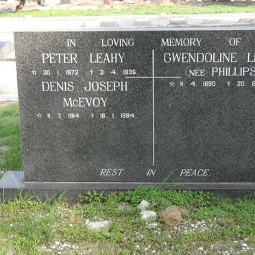 LEAHY Peter 1872-1935 &amp; Gwendoline PHILLIPS 1890-1967 :: McEVOY Denis Joseph 1914-1984