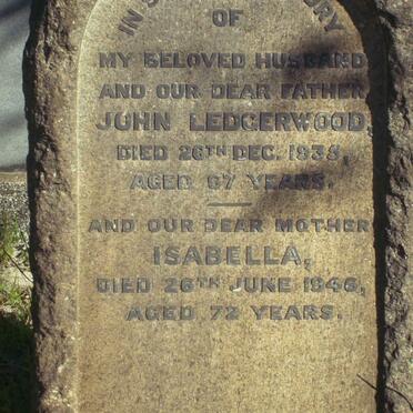 LEDGERWOOD John  -1935 &amp; Isabella  -1946 