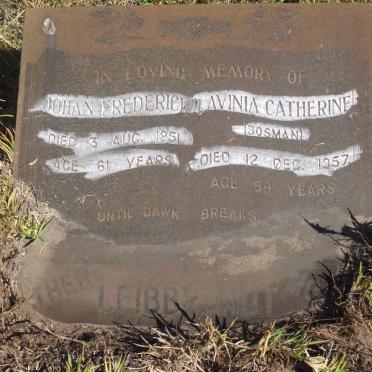 LEIBBRANDT Johan Frederick -1951 &amp; Lavinia Catherine BOSMAN -1957