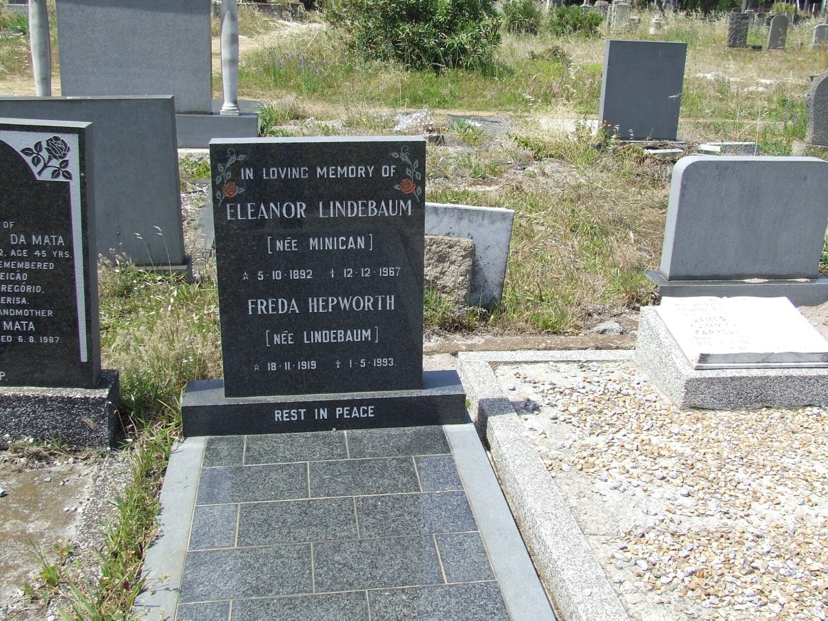 LINDEBAUM Eleanor nee MINICAN 1892-1967 :: HEPWORTH Freda nee LINDEBAUM 1919-1993