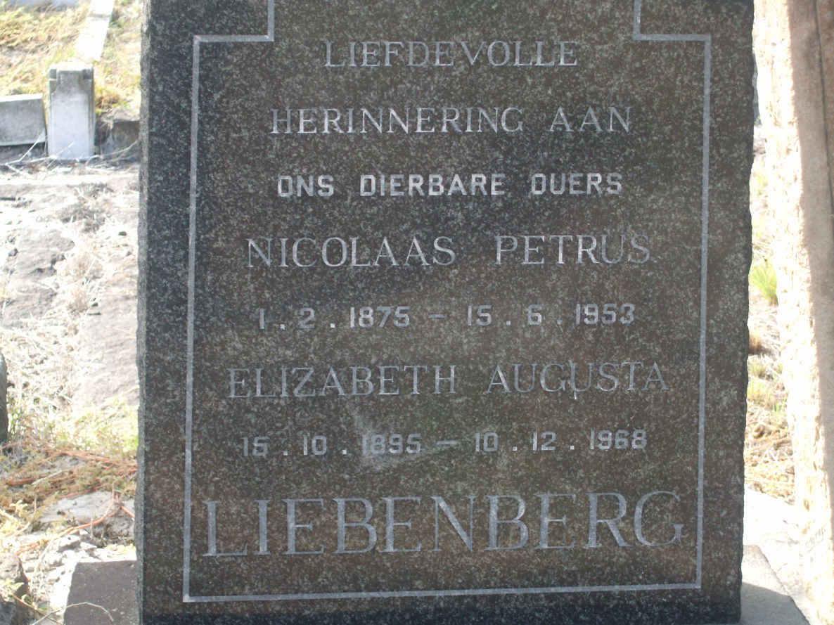 LIEBENBERG Nicolaas Petrus 1875-1953 &amp; Elizabeth Augusta 1895-1968